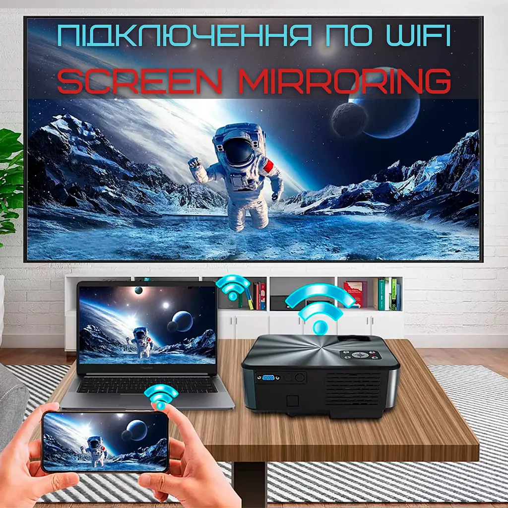 Домашній проектор міні wifi 3200 lumen з динаміком + bluetooth 5.0 cheerlux c9 pro 1920*1080 Cheerlux teh0032285 - фото 3