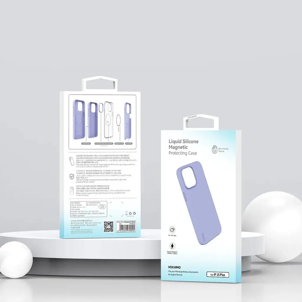 Чохол Vokamo для iPhone 15 Pro Max рідкий силіконовий з магнітом Blue - фото 3