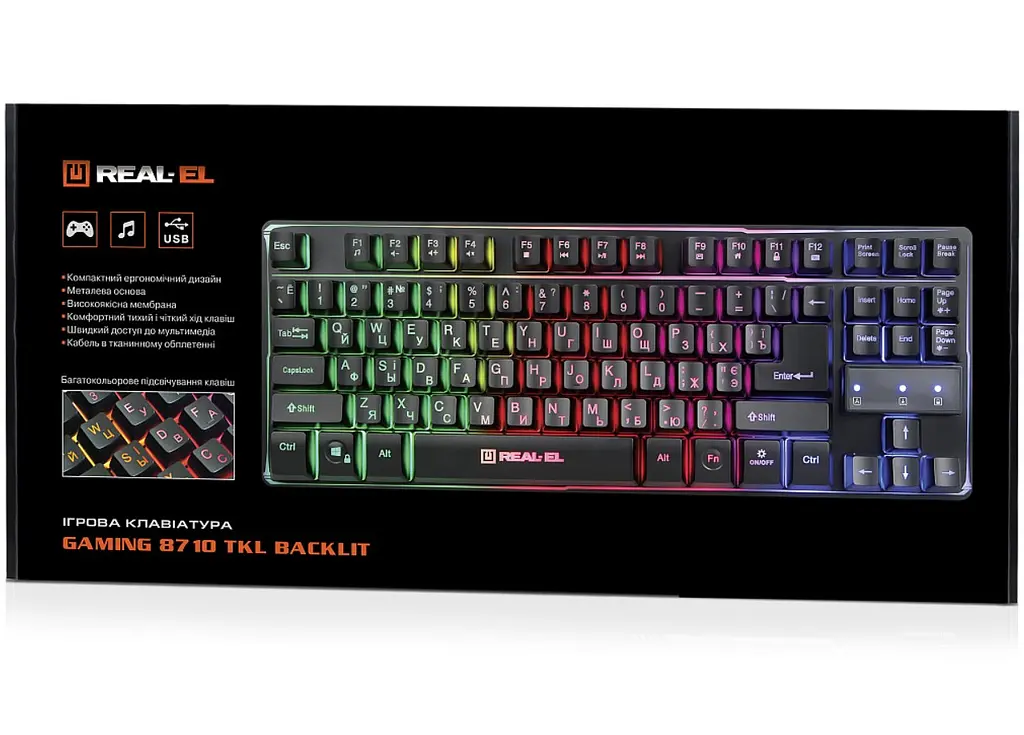 Ігрова клавіатура REAL-EL Gaming 8710TKL Backlit USB - фото 7