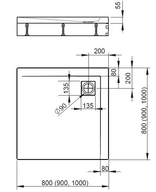 Душевой поддон Radaway Argos C 90x90 на ножках 4ACN99-02 - фото 6