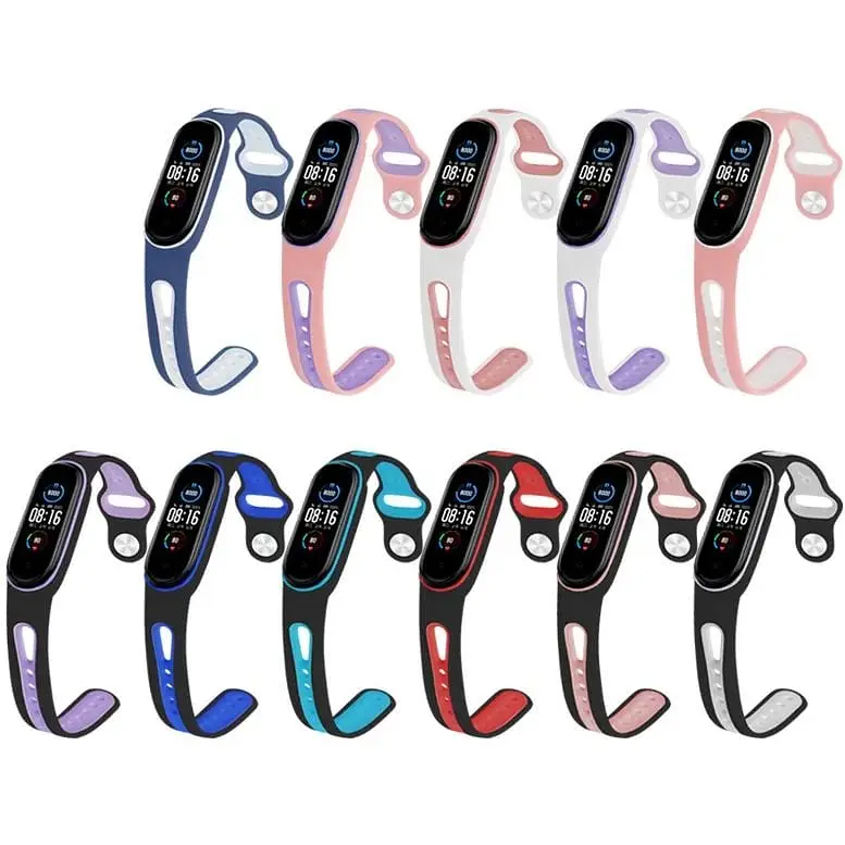 Ремешок BeCover Sport Style для Xiaomi Mi Smart Band 5 / Mi Smart Band 6 / Mi Smart Band 7 Pink-White (705173) - фото 3