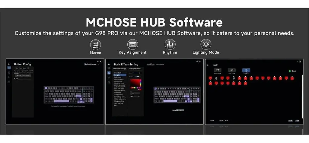 Клавіатура MCHOSE G98 Pro RGB Mechanical Flame Orange Switch Wireless (MC-G98S-5) Black (G-000003843) - фото 4