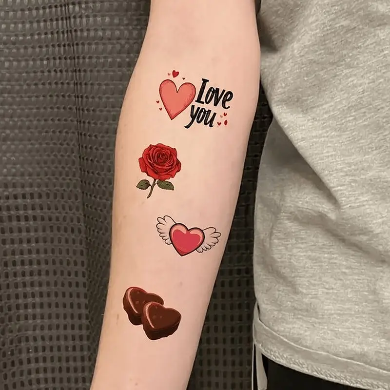 Набор временных тату Любовь №2 Love-tattoo-mini-set-2-10, 12 х 7 см 10 шт - фото 6