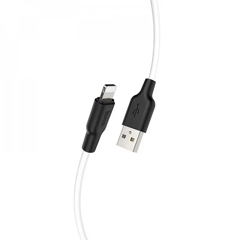 USB Cable Hoco X21 Plus Silicone Lightning Black/White 2m - фото 4