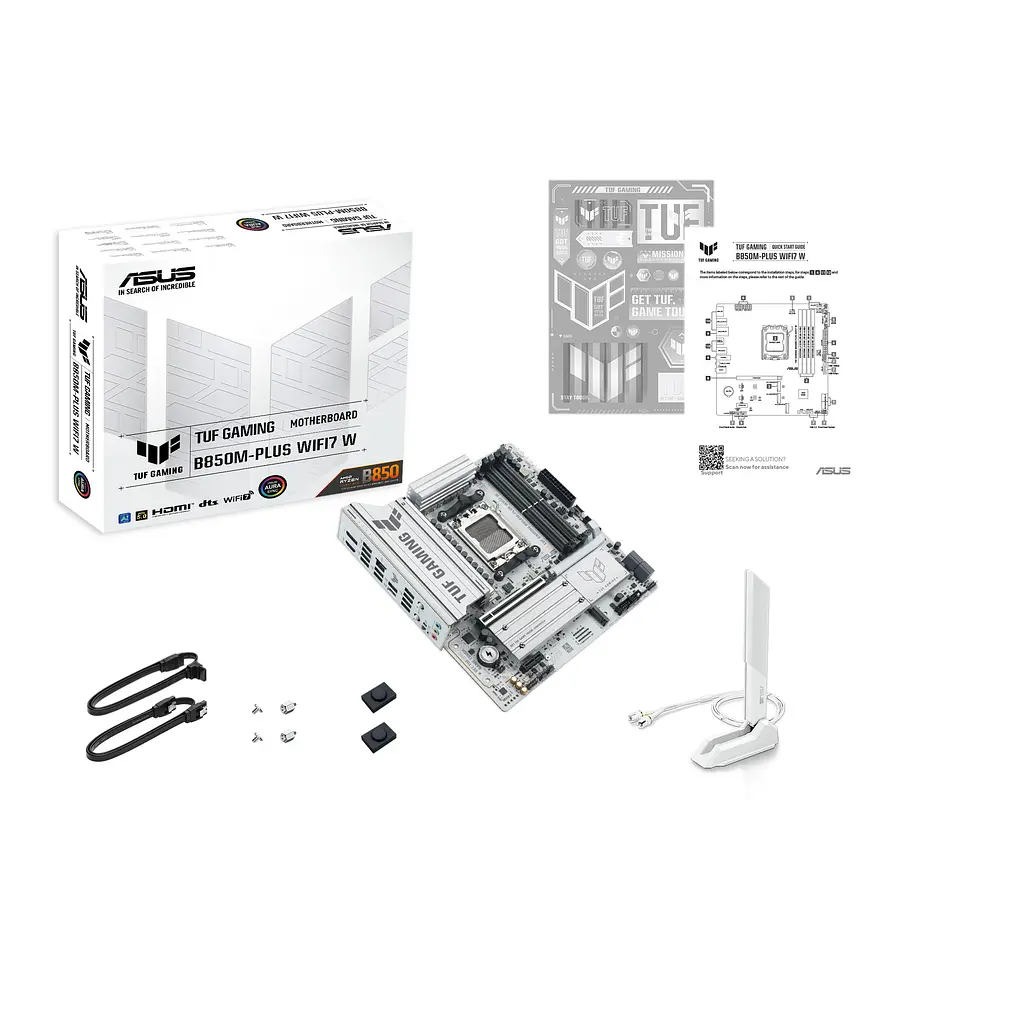 Материнская плата Asus TUF GAMING B850M-PLUS WIFI7 W sAM5 B850 4xDDR5 M.2 HDMI DP Wi-Fi BT mATX белая - фото 2