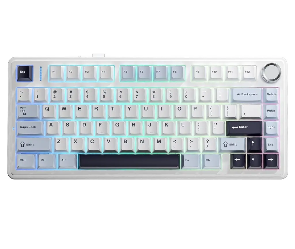 Клавіатура ігрова дротова механічна AULA F75 Wired Gasket Mechanical White KRGD Pink switch ENG/UKR - фото 2
