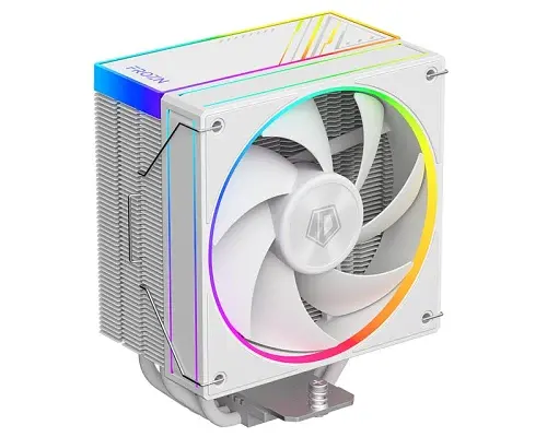 Кулер для процесора ID-Cooling FROZN A410 ARGB White, 120 мм, 4 теплових трубок, алюміній/мідь, 500±200 ~ 2000±10% RPM, 29.85dB(A) Max, Intel: 1851, 1700, 1200, 115x, AMD: AM4/AM5, 152х75х120 мм, 4-pin PWM, ARGB, до 220 Вт