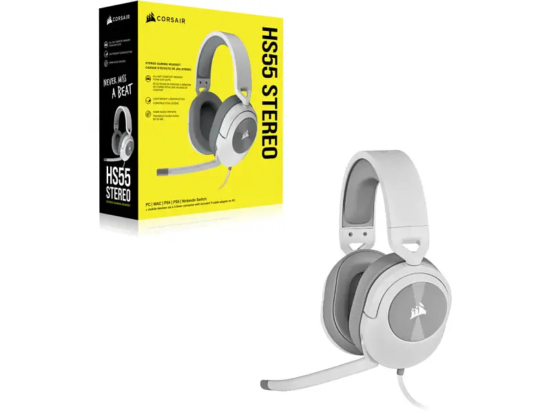 Навушники з мікрофоном Corsair HS55 Stereo White (CA-9011261) - фото 8