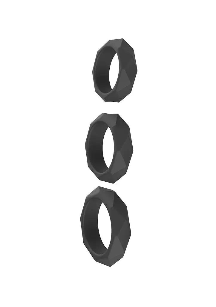 Набір ерекційних кілець Hidden Desire Heavy C-Ring Set 3 шт (чорний) - фото 6