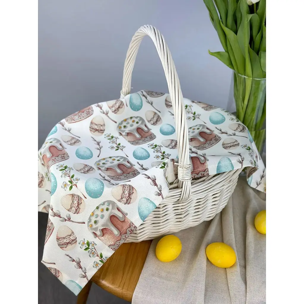 Пасхальное полотенце водоотталкивающее для корзины Пасхальная пасочка 70х40 см Голубой - фото 4