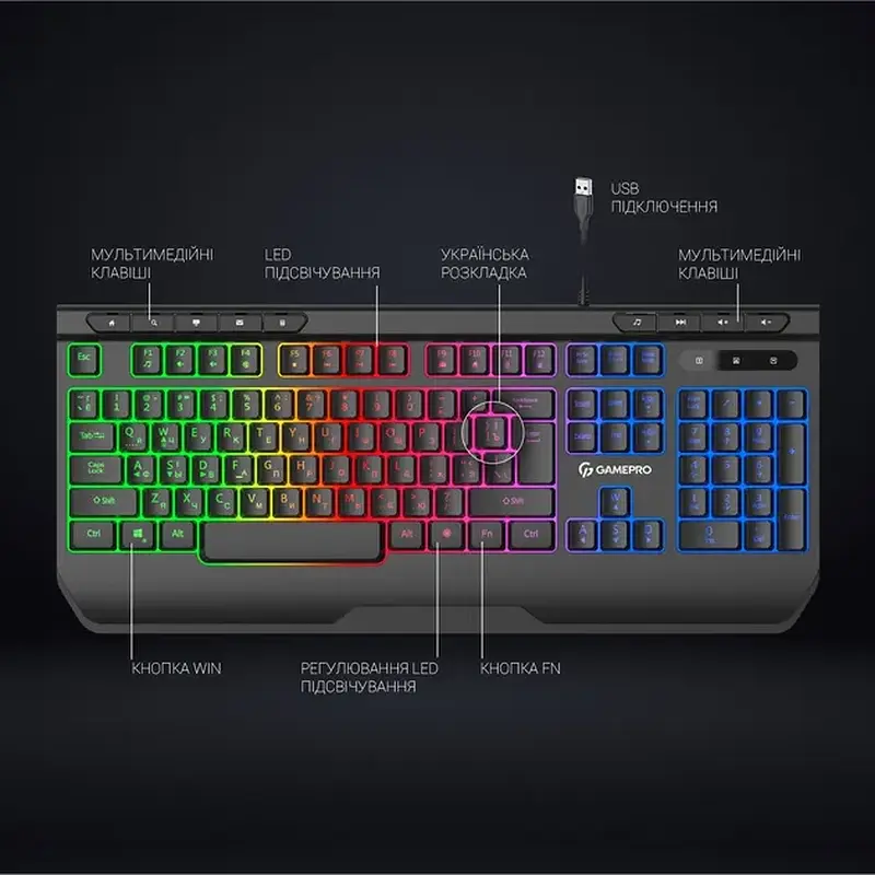 Клавиатура GAMEPRO GK550 Black - фото 9