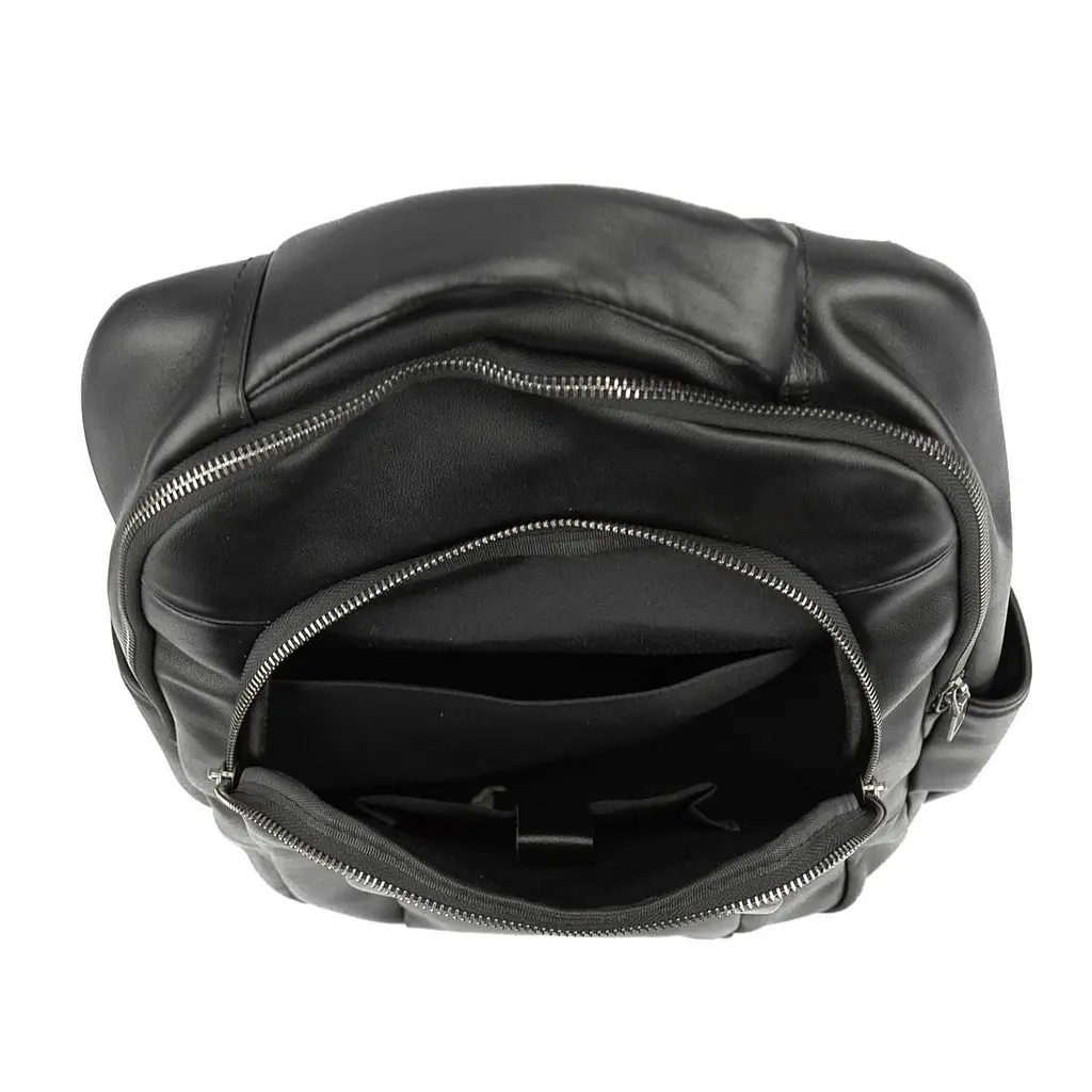 Чоловічий шкіряний рюкзак чорний Tiding Bag 1665A - фото 7