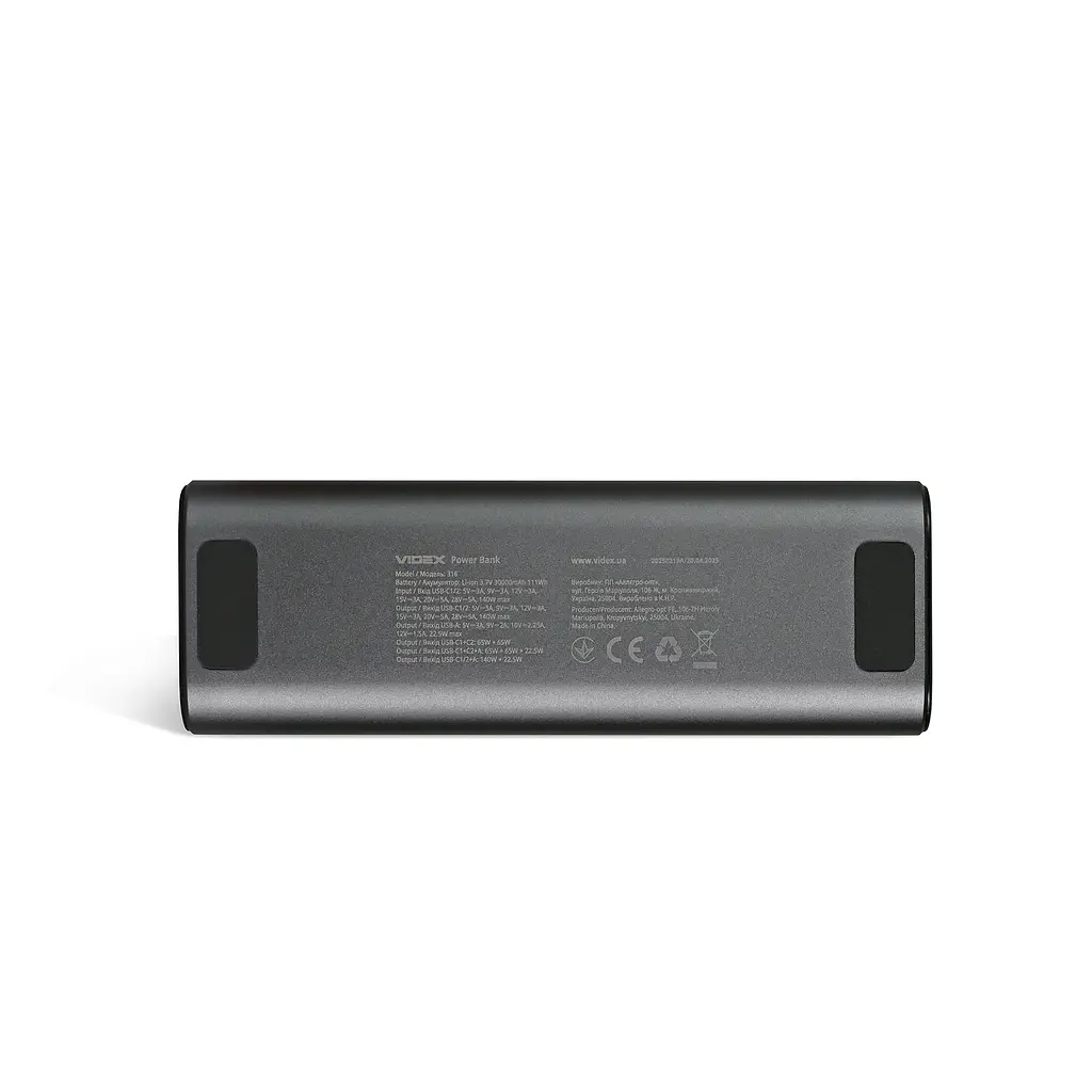 Повербанк 30000mAh Videx VPB-316 162W PD140W + Display (VPB-316-G) - фото 5