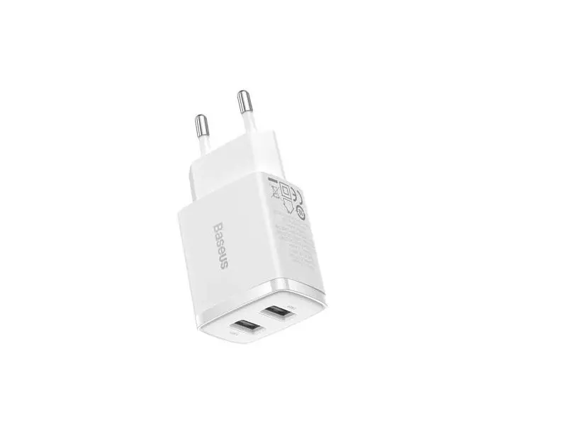 Мережевий зарядний пристрій BASEUS Compact 2xUSB 10.5 W 2.1 A White (CCXJ010202) - фото 4