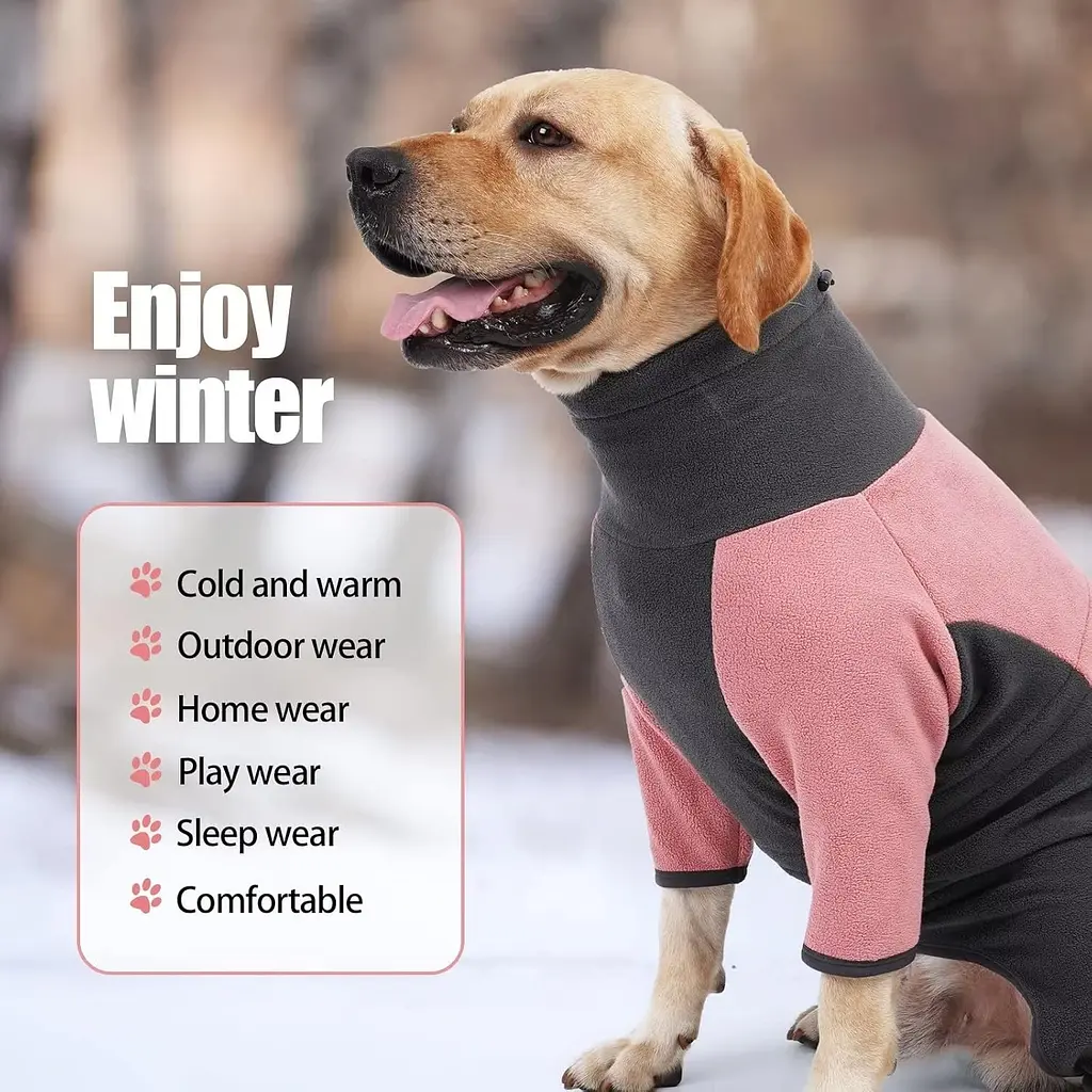 Флісовий комбінезон для собак Wan Talk Dog Clothes Cold Proof, Pink Grey, XL - фото 5
