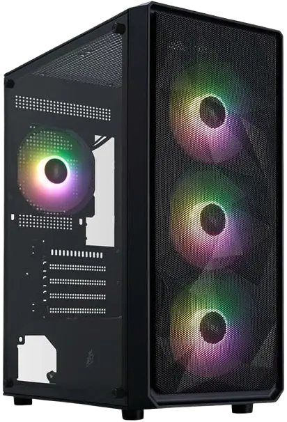 Корпус 1stPlayer FD3-M-BK-4F7 ARGB Black - фото 2