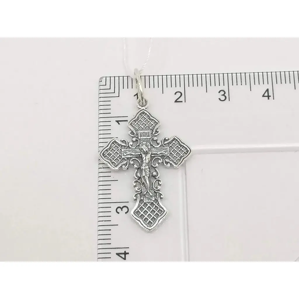 Серебряный крест Стерлинг 9 Распятие Христа. 34320 - фото 4
