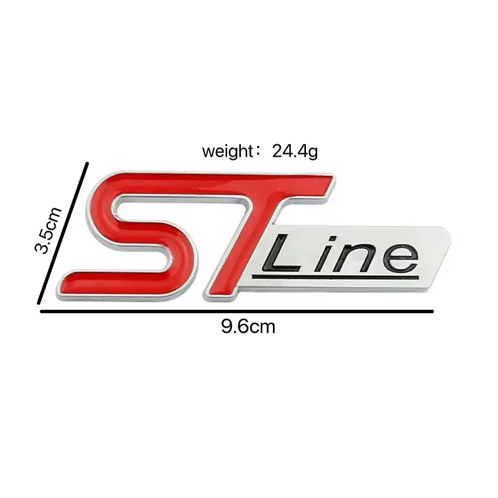 Емблема напис STLine для Ford червоний+срібло 96х35мм метал - фото 2