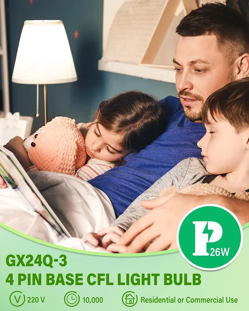 TobeBright 26W Gx24Q-3 4-контактная компактная люминесцентная лампа, нейтральный белый 4000K 4-контактная CFL-лампа Энергосберегающая 8 - фото 3