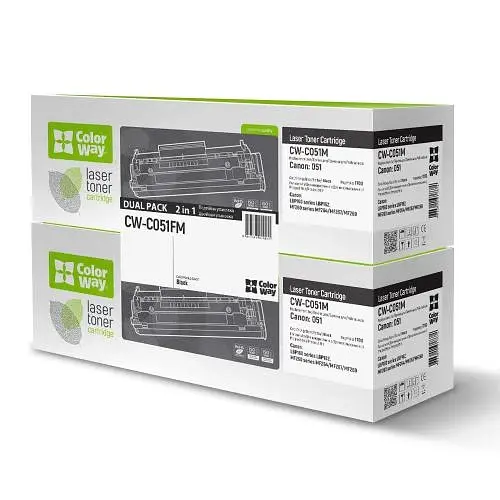 Картридж Canon 051, Black, LBP162, MF264/267/269, 1700 стор, ColorWay, Dual Pack (CW-C051FM)