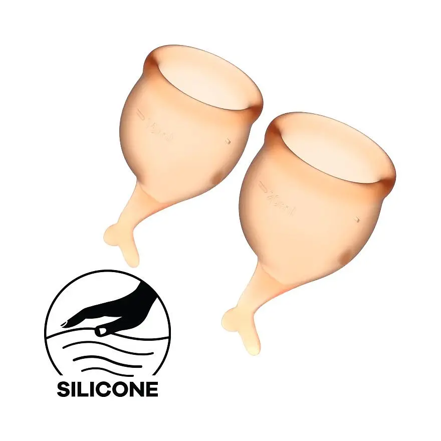Satisfyer Feel Secure - набір менструальних чаш, 15 мл і 20 мл (Помаранчевий) - фото 2