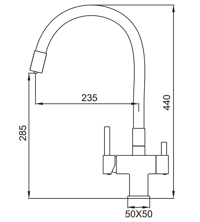 Смеситель для кухни на две воды Koer KB-72023-01 KR5008 Хром - фото 5