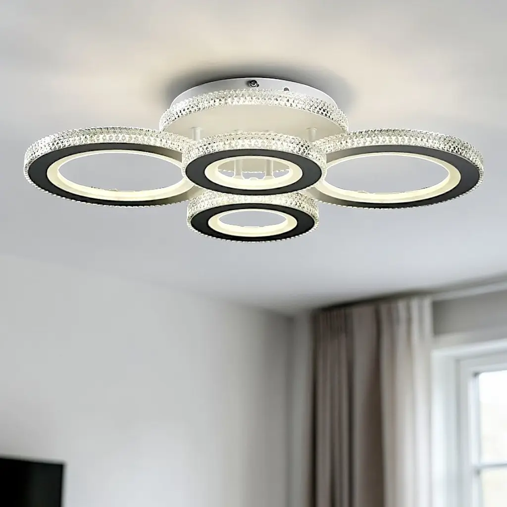 Елегантна LED-люстра для вітальні LT8012/2+2 LED (WT) - білий, 240 Вт, діаметр 59 см, від 14 до 20 м2 - фото 2
