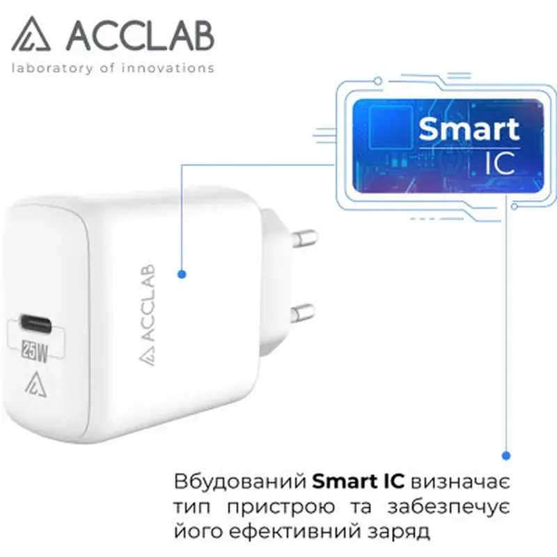 Зарядний пристрій ACCLAB AL-TC125 1хType-C 5В/3A/25W QC/PD3.0 (1283126538841) - фото 4