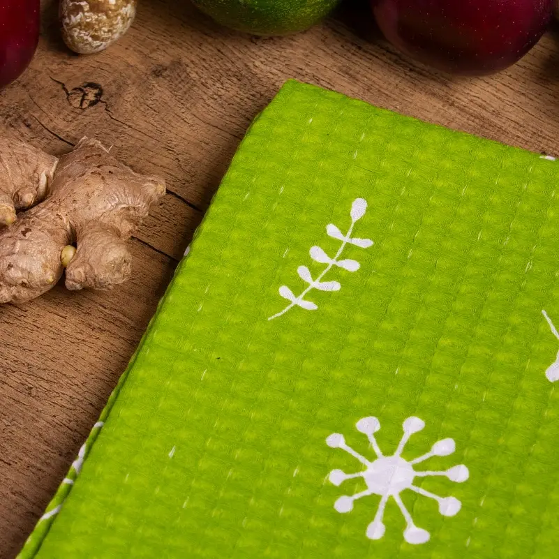 Полотенце вафельное MirSon №510 Waffle Green tropics 50х30 см (2200006723509) - фото 2