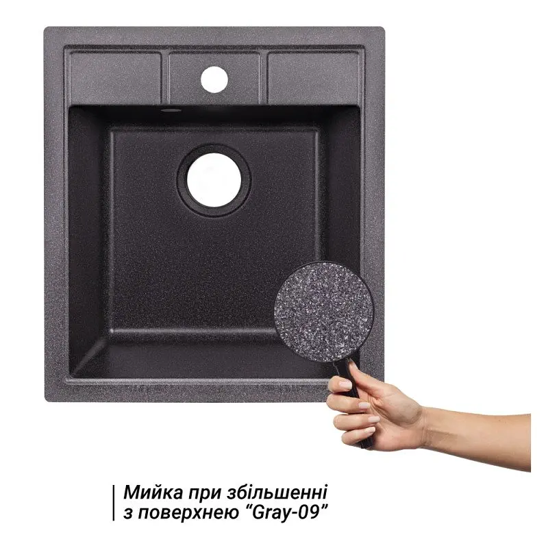 Кухонна мийка Lidz 460x515/200 GRF-13 (LIDZGRF13460515200), Графит - фото 3