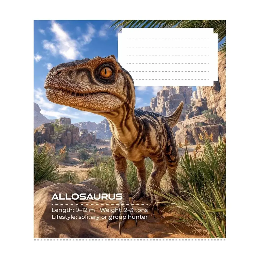 Зошит Школярик Dinosaurs 12 аркушів клітинка (012-3753K), в асортименті - фото 3