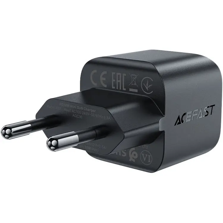 Зарядное устройство Acefast 1xUSB-C 30W Gan A77 mini Fast Charger Black (6974316282662) - фото 4