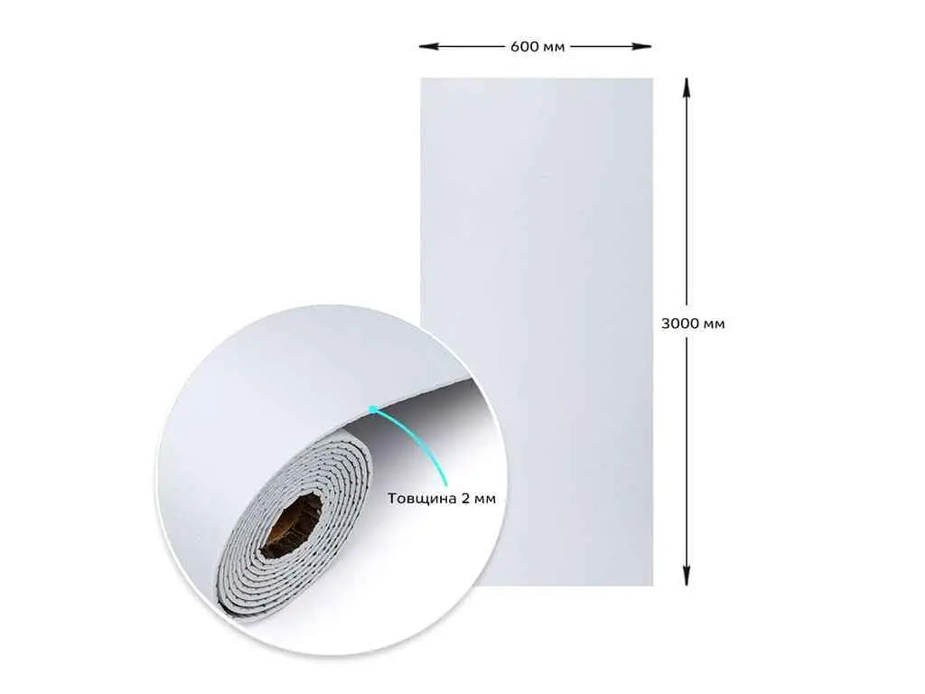 Самоклеюча вініловая плитка в рулоні STICKER WALL 600*3000*2мм Білий льон Мат SW-00002041 - фото 4