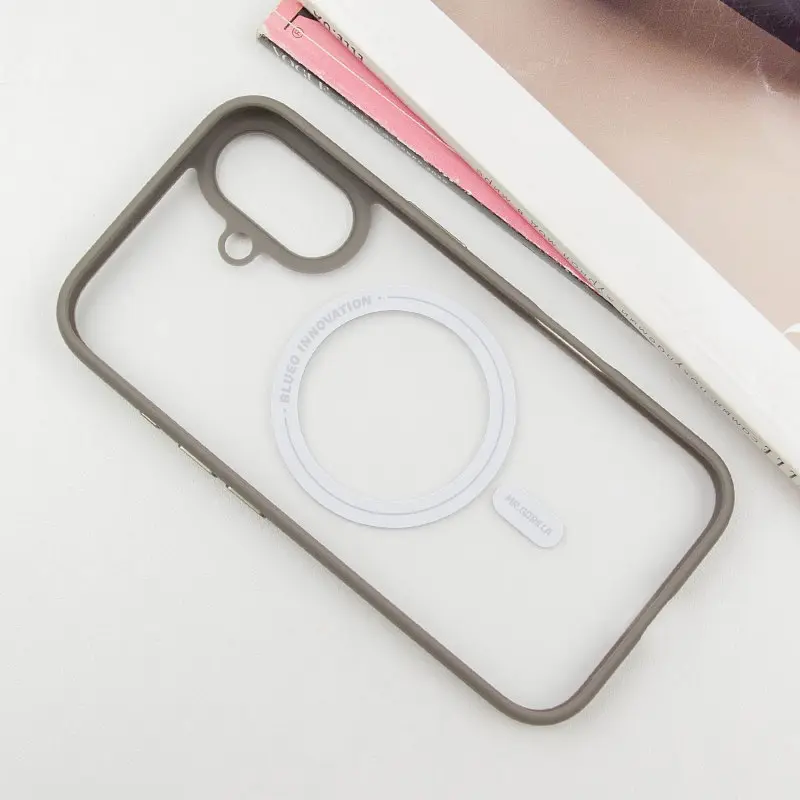 TPU+PC чохол Blueo Skin Friendly Frosted with MagSafe для Apple iPhone 16 (6.1) Сірий / Grey - фото 3