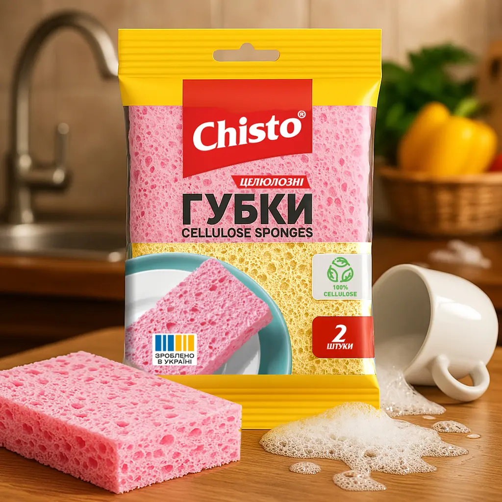 Набір кухонних губок Chisto целюлозні 2 шт. в асортименті - фото 8