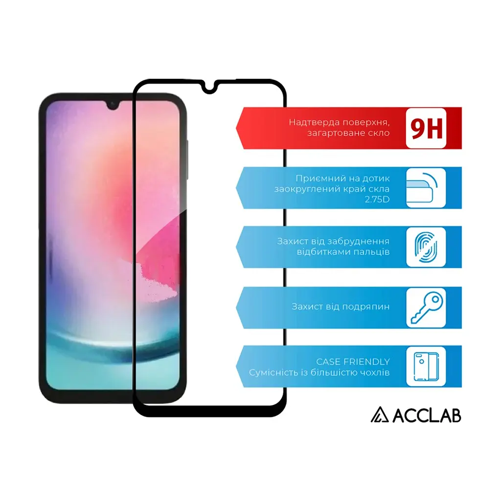 Стекло защитное ACCLAB Full Glue Samsung A24 5G (1283126573682) - фото 2