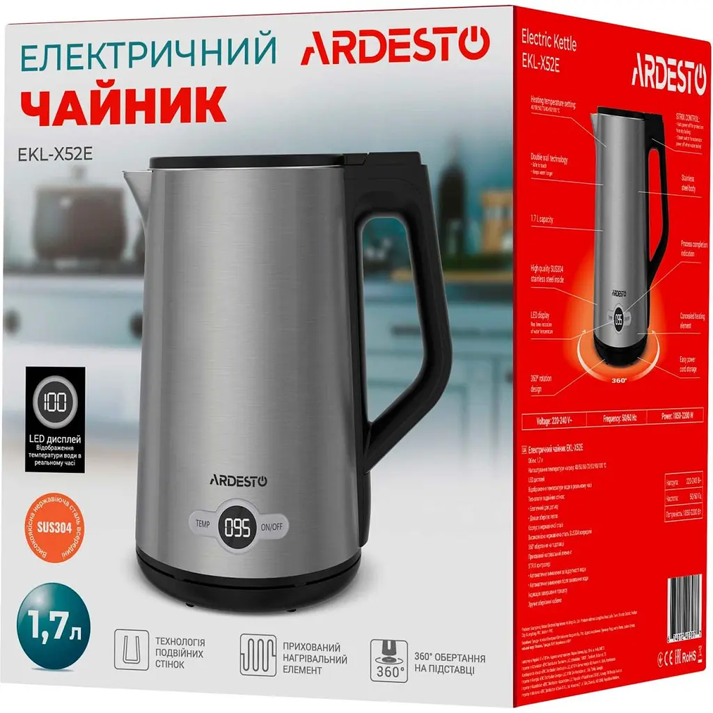 Електрочайник Ardesto EKL-X52E [98400] - фото 8