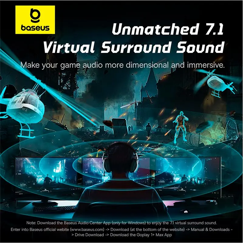 Накладные наушники Baseus  GoPlay 1+ Max Gaming Wired Headphones, 7.1 VSS, USB, white - фото 13