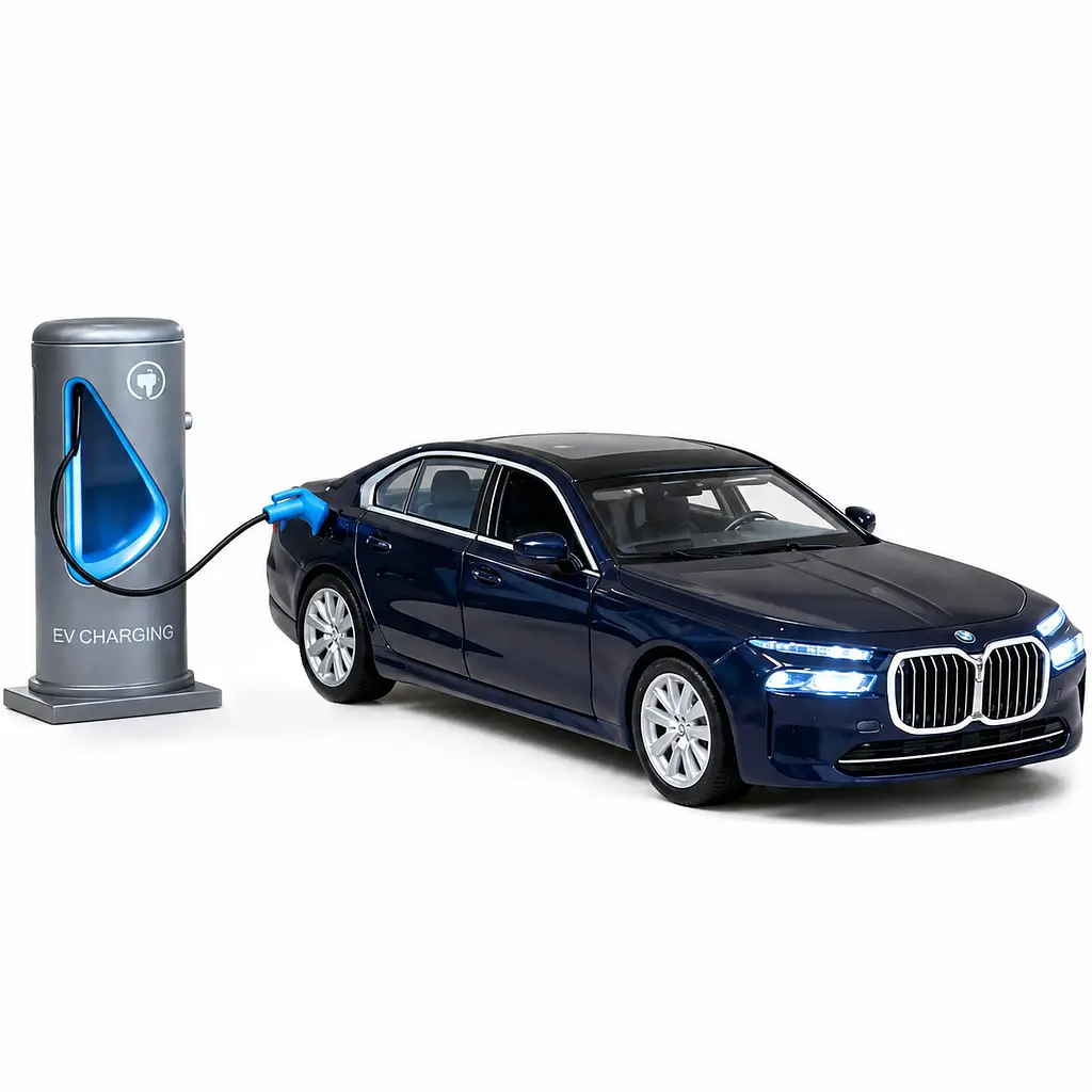 Колекційна металева модель автомобіля Автопром BMW i7 із зарядною станцією, інерцією, світлом та звуком 1:32 - фото 2
