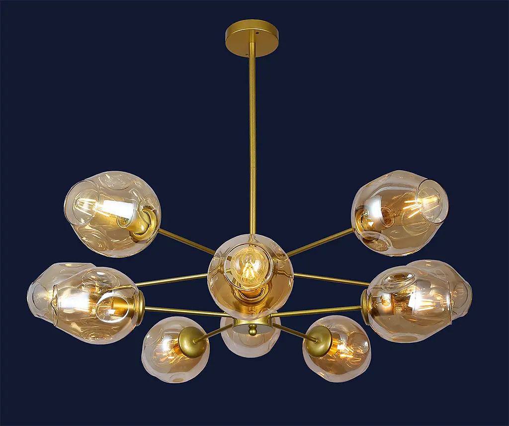 Люстра стельова Levistella 7526035-10 GD+BR, 10 плафонів, E27, золотий і коричневий, сучасний стиль - фото 2