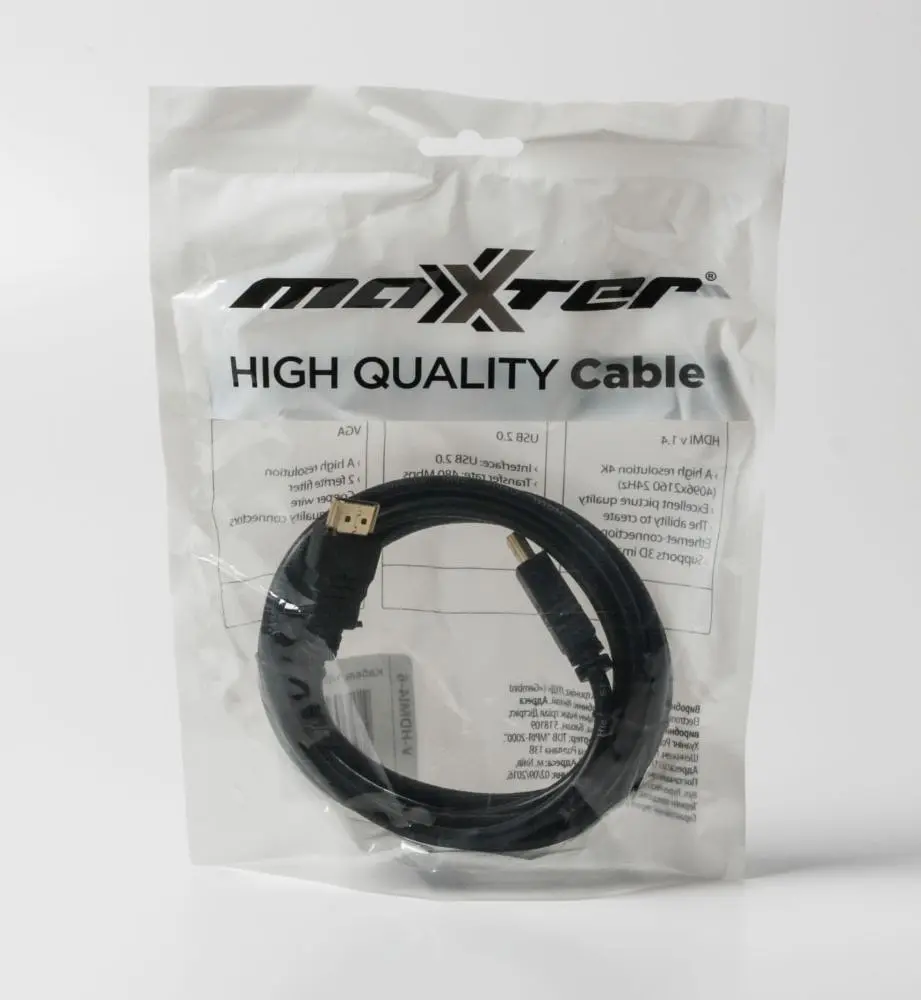 Кабель Maxxter HDMI - HDMI V 1.4 (M/M), 1.8 м, черный пакет (V-HDMI4-6) - фото 2