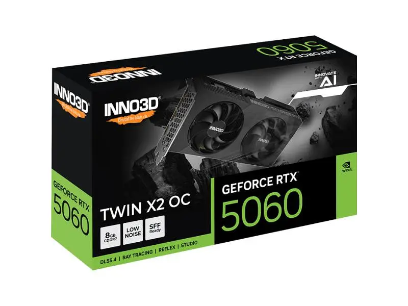 Видеокарта Inno3D GeForce RTX 5060 8GB TWIN X2 OC V2 (N50602-08D7X-195071N) - фото 3