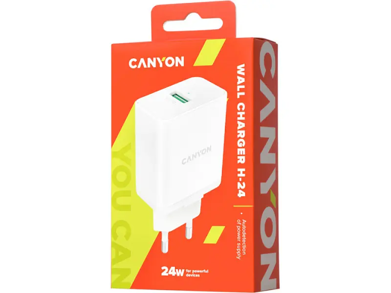 Мережевий зарядний пристрій Canyon USB-A QC 3.0 White (CNE-CHA24W) - фото 2