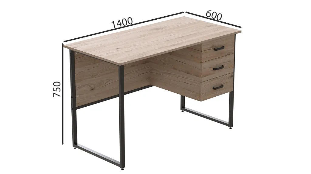 Комп'ютерний стіл Ferrum-decor Гаррі 75x140x60 чорний ДСП Дуб Сан-Марино 32мм (FRD-103549) - фото 3