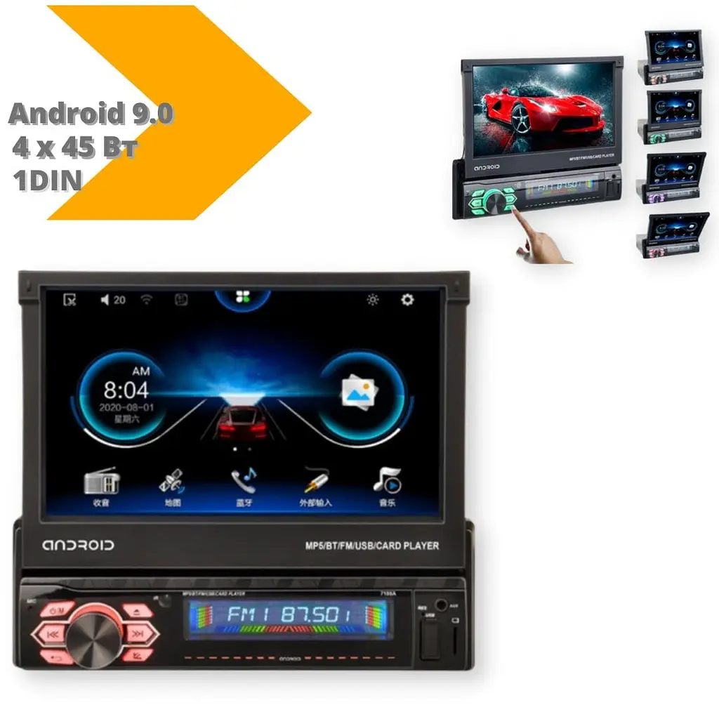 Автомагнитола XPRO 1DIN CML-PLAY 7188A ANDROID 9.0 2/16Gb GPS BT WI-FI USB AUX черный (7188A_4455) - фото 2
