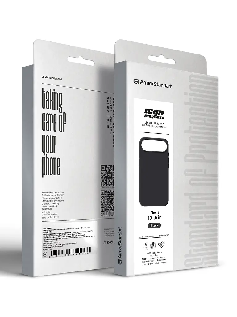 Силиконовый чехол с MagSafe для Apple iPhone 17 Air, ICON2 MagCase, черный, противоударный, панель с мягкой подкладкой, защита всего корпуса, поддержка беспроводной зарядки, совместим с защитными стеклами и пленками, ArmorStandart (ARM86250) - фото 10