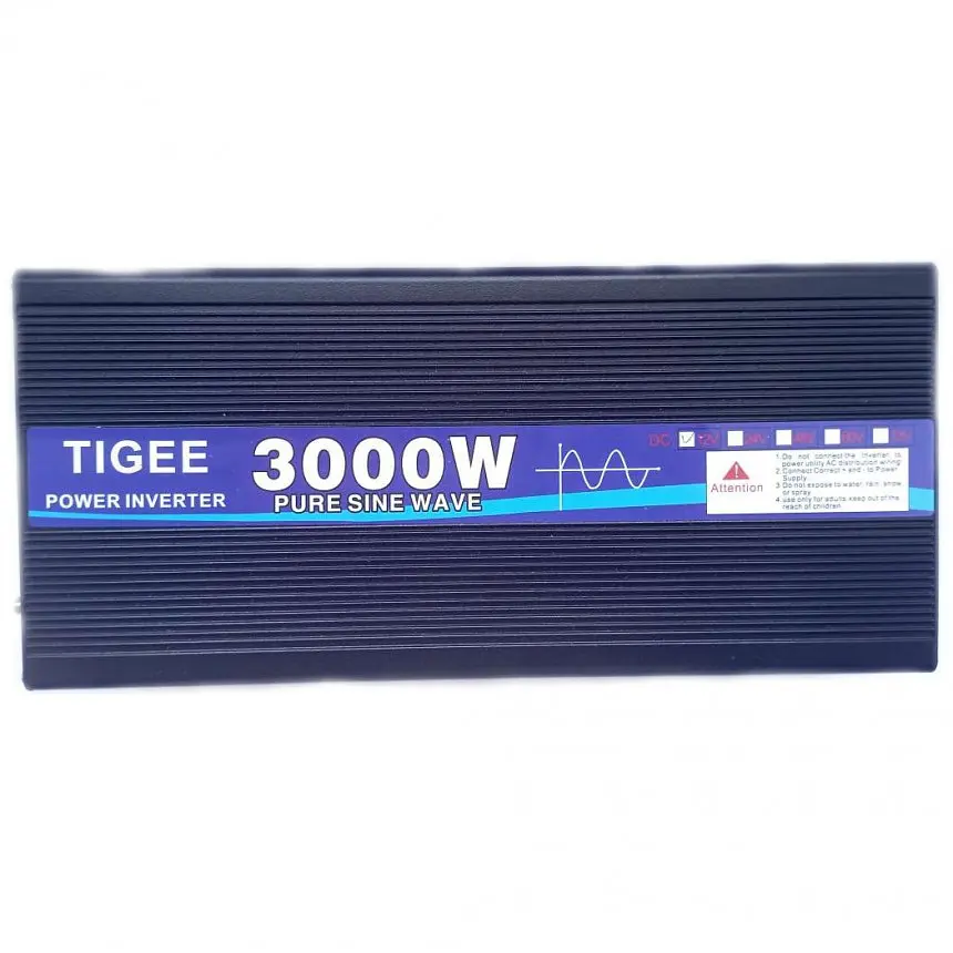Инвертор напряжения Inverter Expert Tigee Power Inverter 022 чистая синусоида Black 1 розетка экран з 12V на 220V 3000W (11107) - фото 4