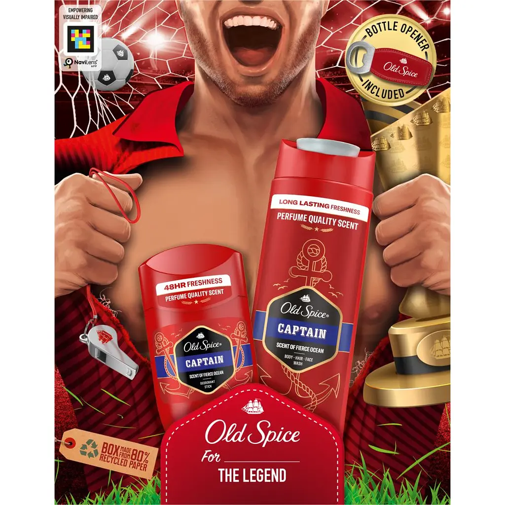 Подарунковий набір Old Spice Footballer: Дезодорант-стік 50 мл + Гель для душу 3 в 1 Captain 250 мл + Відкривачка для пляшок Old Spice - фото 4