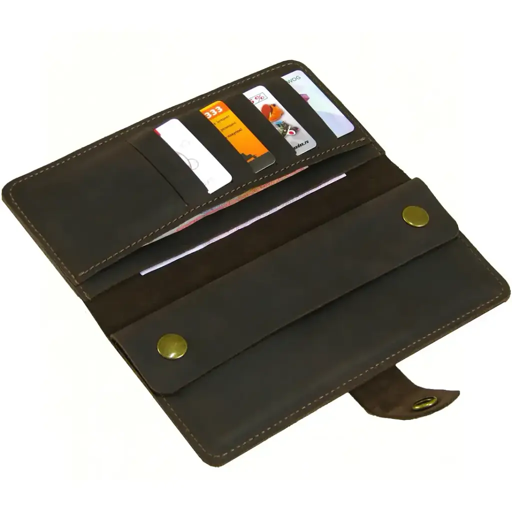 Кожаный кошелек Crazy Horse мужской коричневый - фото 3