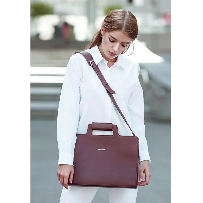 Сумка для ноутбука та документів BlankNote Жіноча шкіряна 15 Burgundy (BN-BAG-36-vin) - фото 2